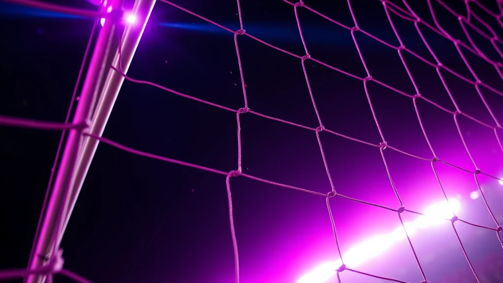The mesh of a goal net in close-up with water droplets