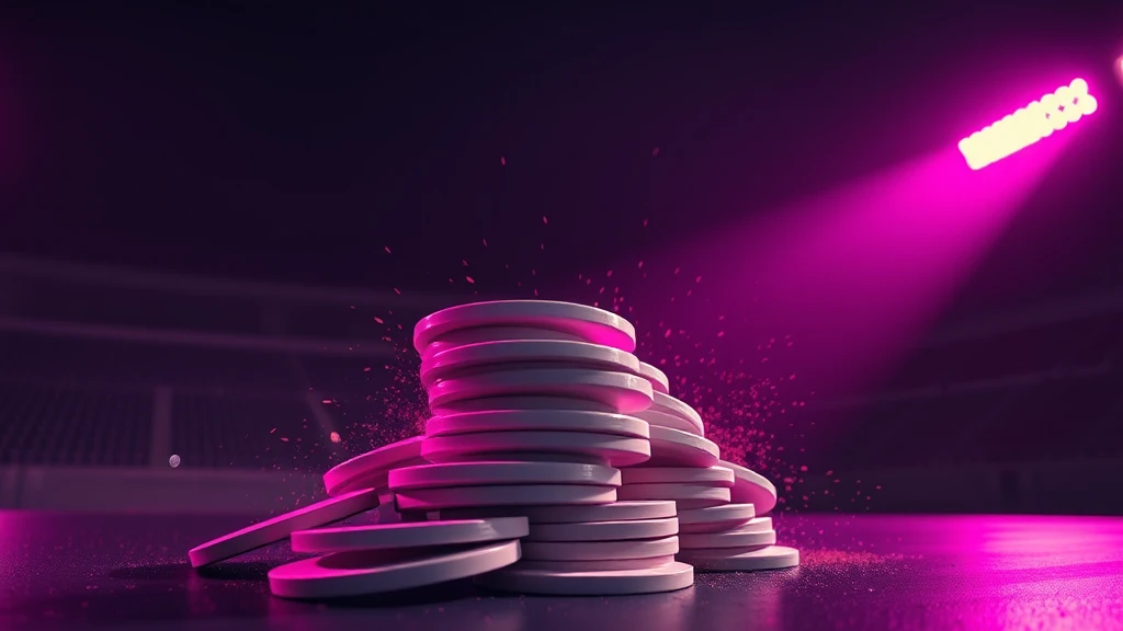 A toppling stack of plain discs on a dark table