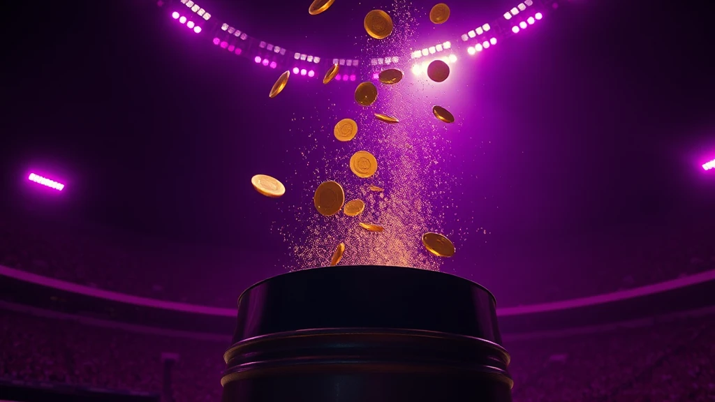 Blank gold discs bursting out of a dark steel drum