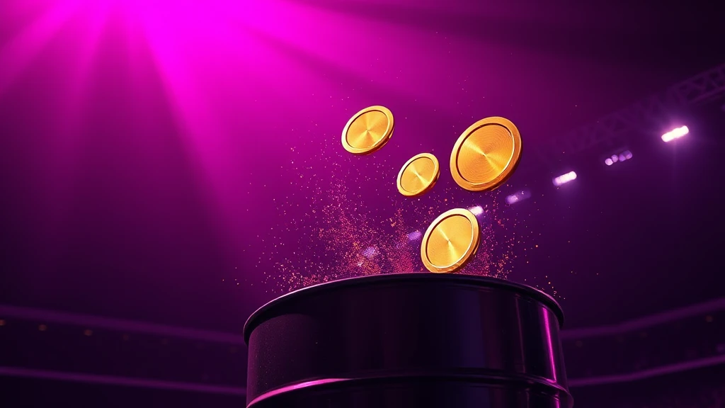 Blank gold discs bursting out of a dark steel drum